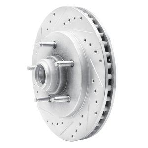 Ford Expedition Brake Rotor (1) - Front Left - R1 Concepts - Drilled & Slotted - Silver - `97-`00